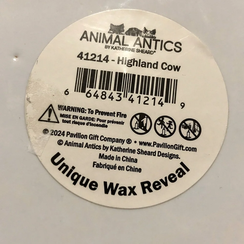 Pavilion Gift Co. Highland Cow Wax Reveal 3-Wick 10 oz Soy Candle